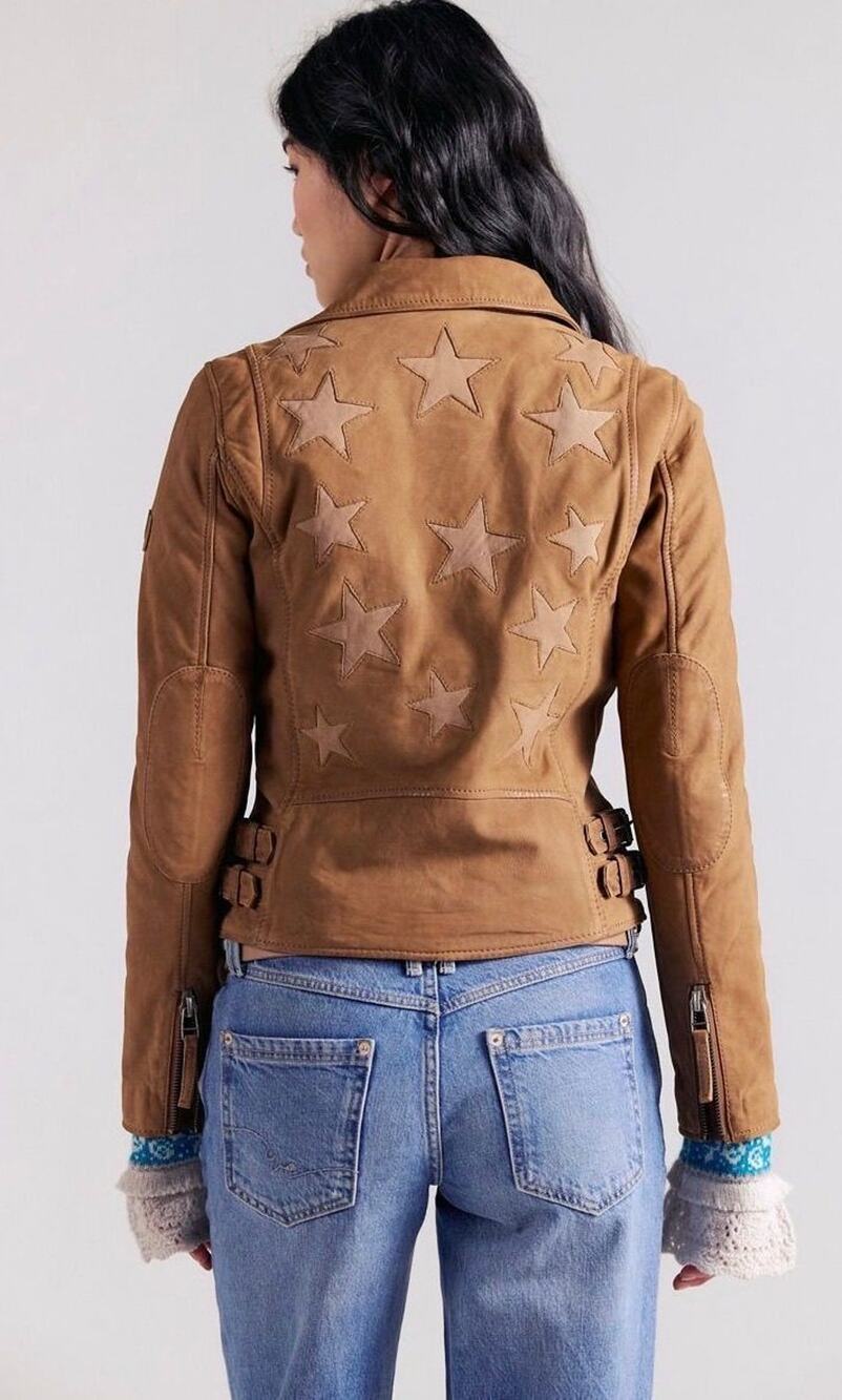Free People $348 Mauritius Misty Moto Jacket Cognac 12